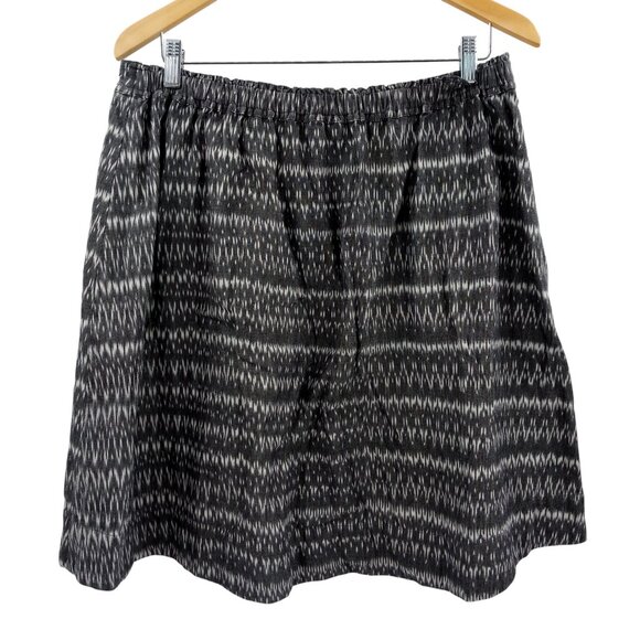 Eileen Fisher Ikat Pleated Organic Cotton A Line Skirt Size M Gray Pockets - Picture 5 of 11